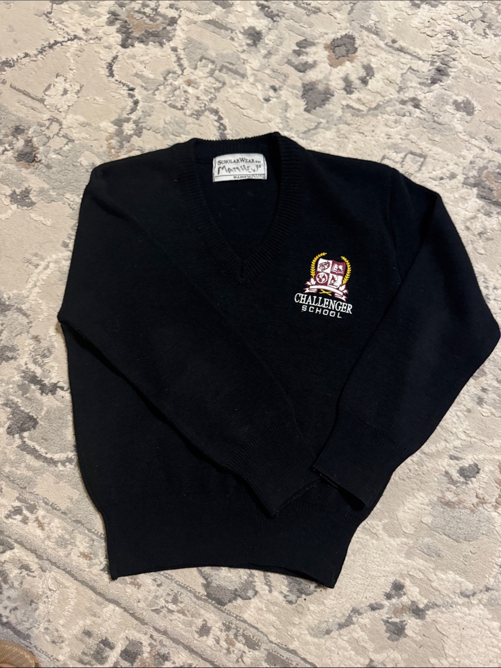 Challenger School V-Neck Black Sweater